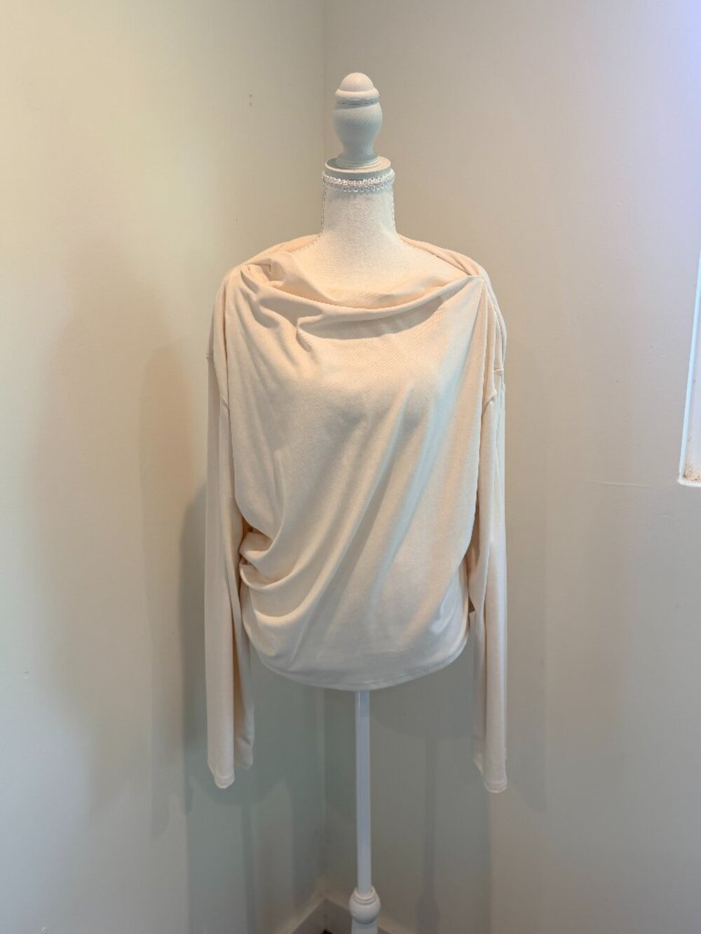 Lioness Cream Draped Cowl Neck Long-Sleeve Top - Size XXL